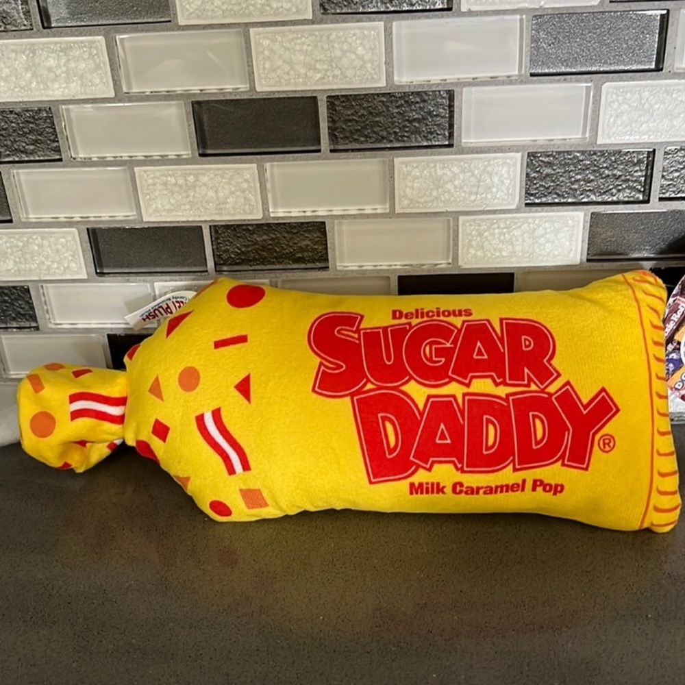 Sweet Plush Fun Candy Branded SUGAR DADDY Candy Plush Mini Pillow Cushion / NEW